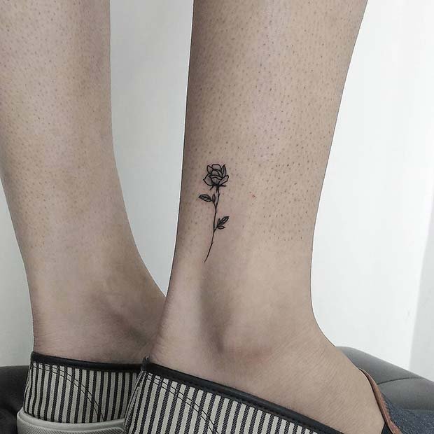 rose tattoo small on the ankle