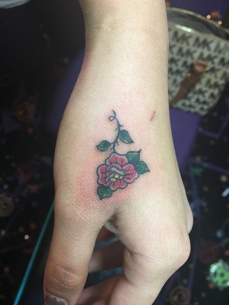 hand tattoo small rose and cute