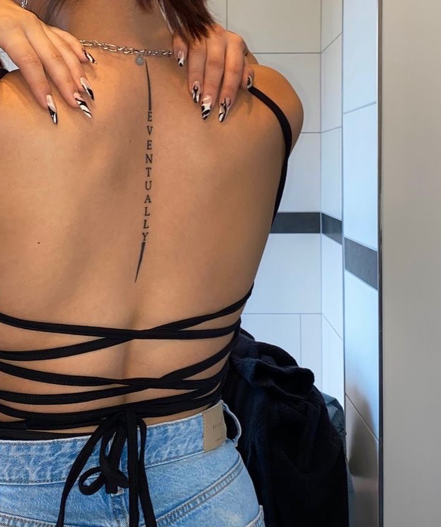 Spine Script Back Tattoo