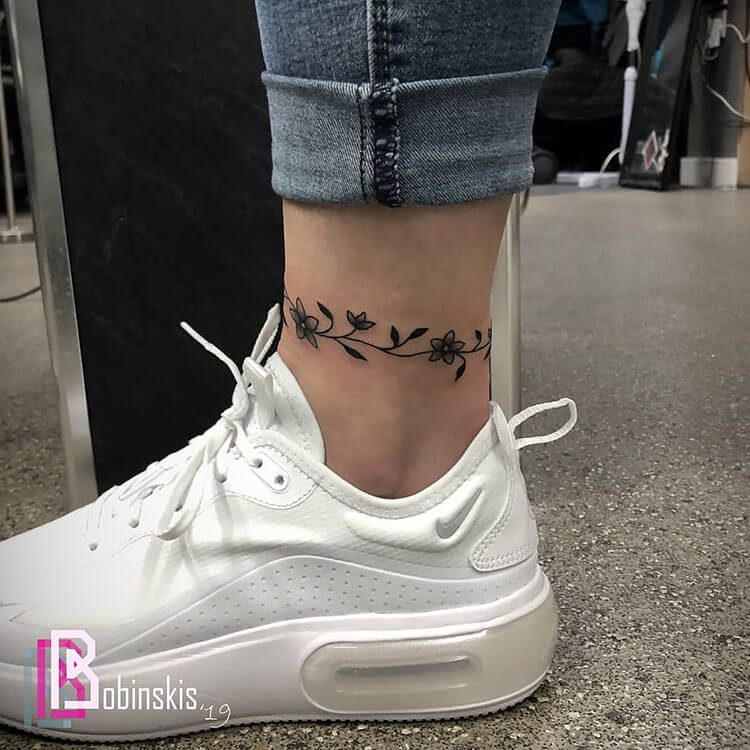 Ankle Bracelet Flower Tattoo