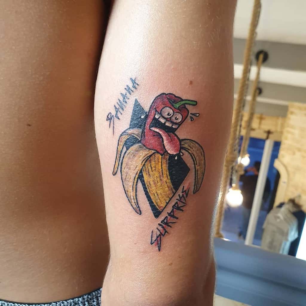 Banana Surprise Pimenta Funny Color Tattoo