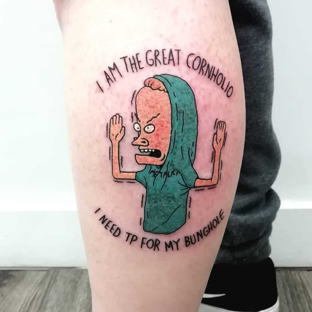 Beavis And Butthead Corn Holio Scrip Funny Tattoo