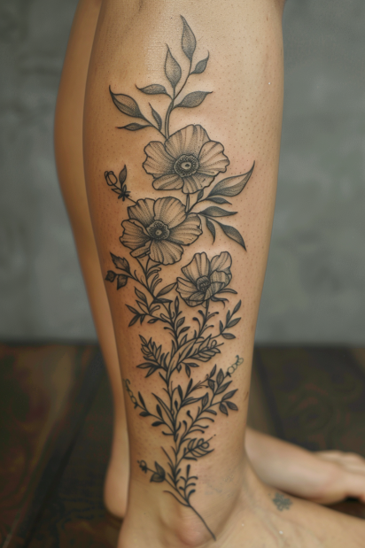 calf tattoos for women 13