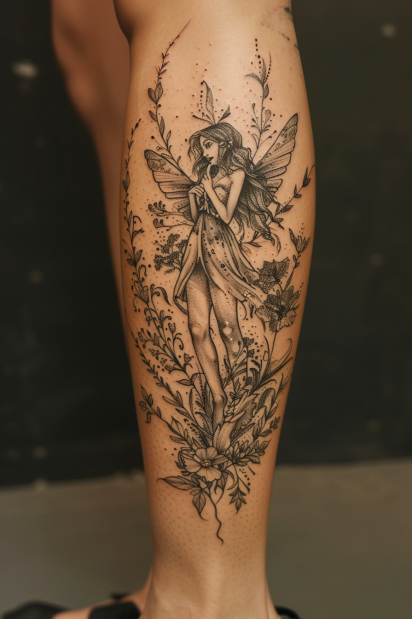 calf tattoos for women 14