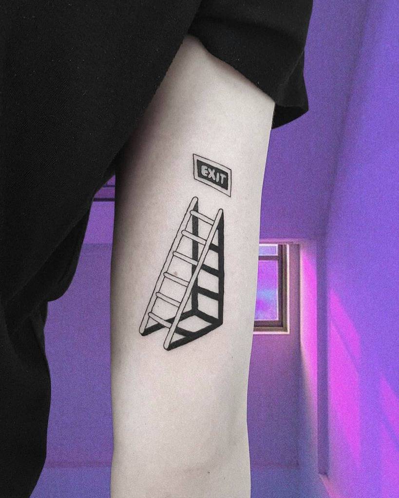 Exit Sad Art Black Work Tattoo