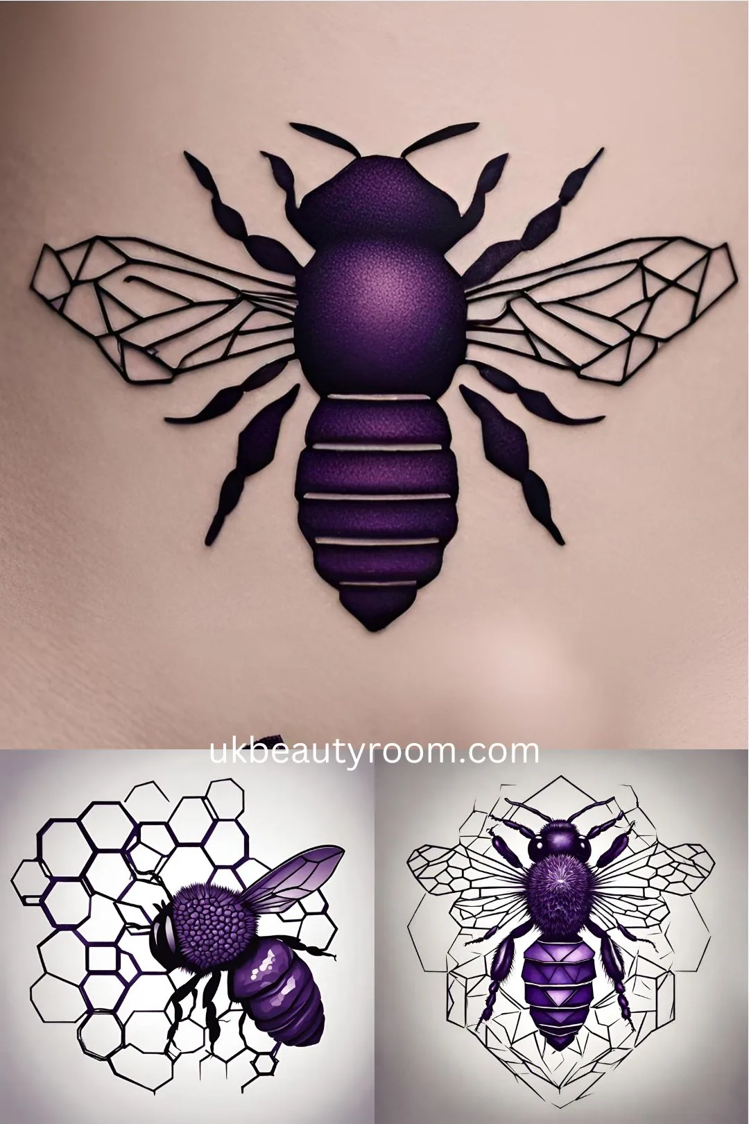 honeycomb tattoo with bee