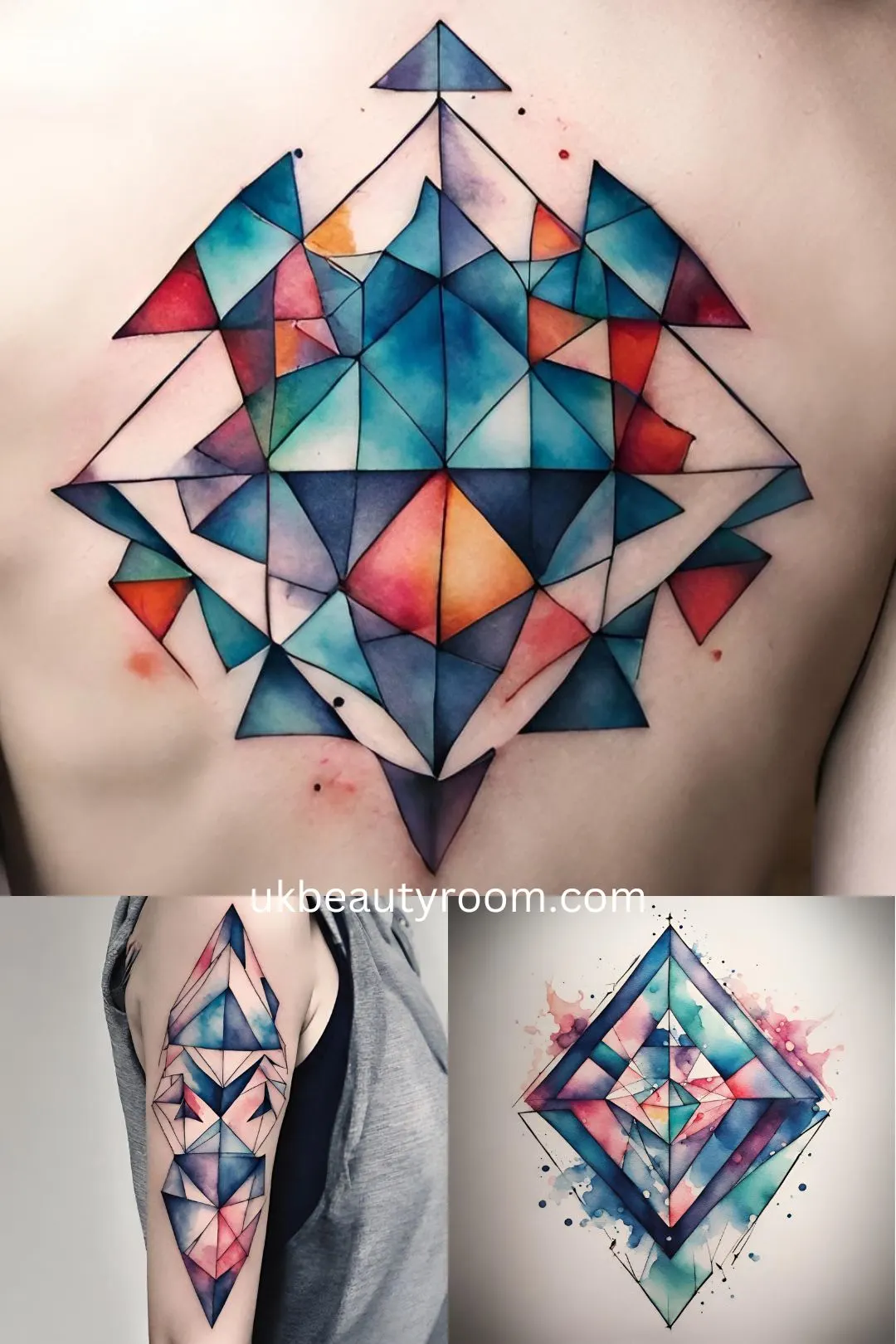 watercolor geometric tattoo