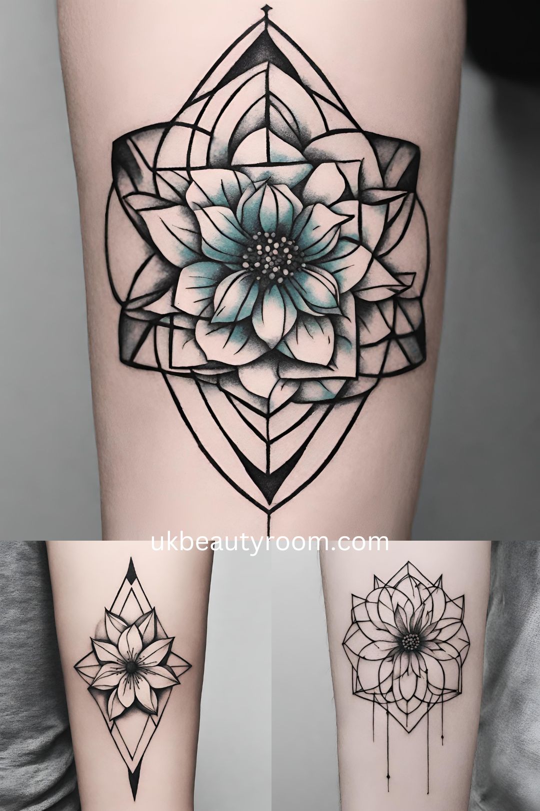 geometric tattoo designs with a flower