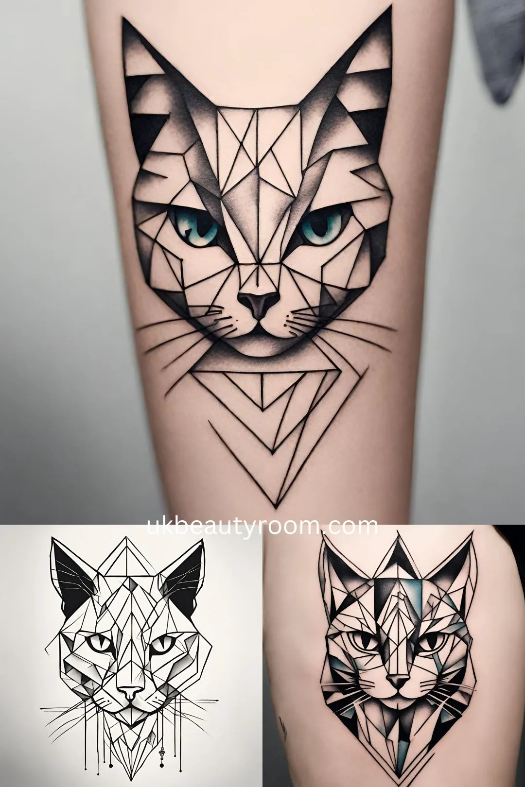 geometric tattoo designs with a cat