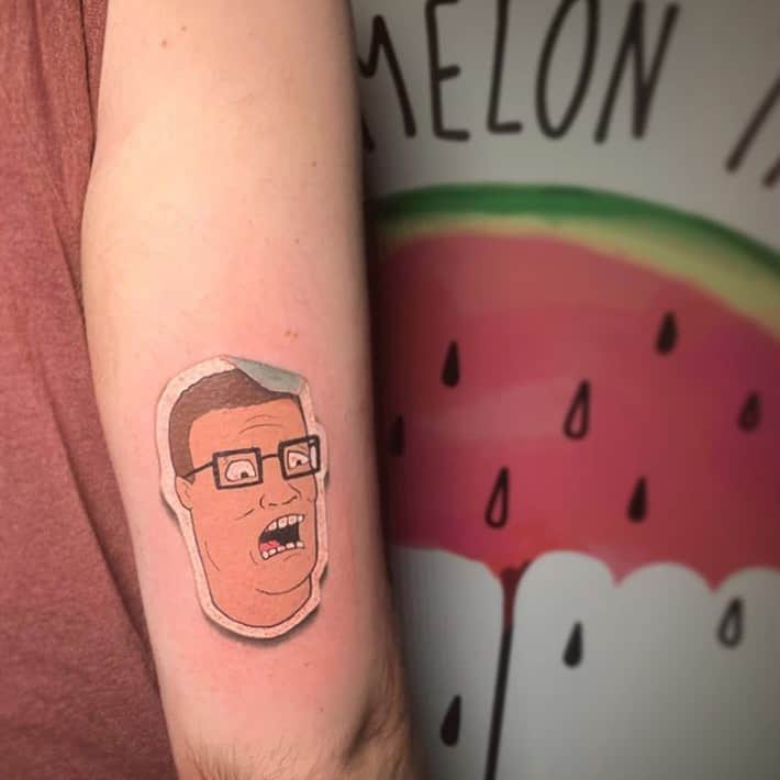 Hank Hill Watermelon Sticker Funny Tattoo