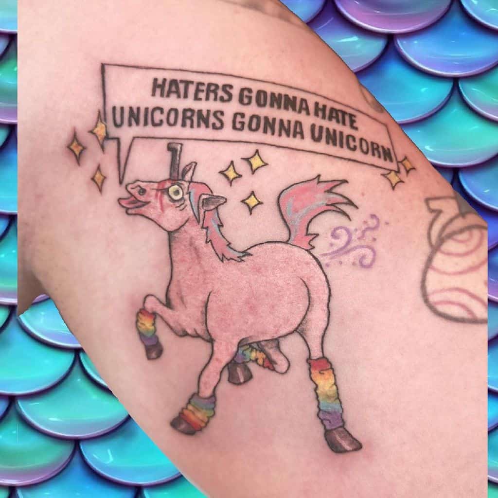 Haters Gonna Hate Unicorn Funny Tattoo