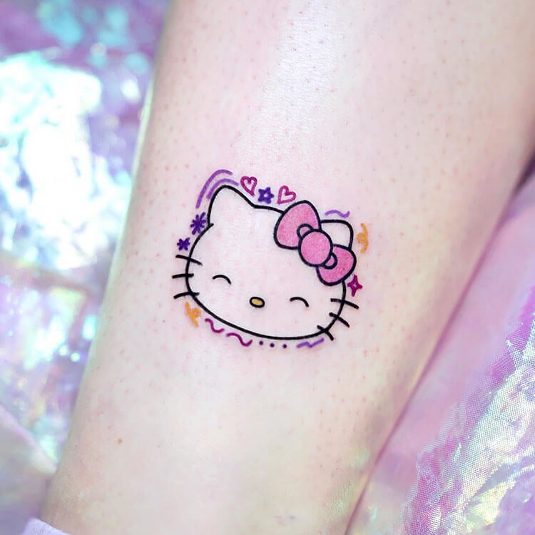 Hello Kitty with Eyes Closed Tattoo