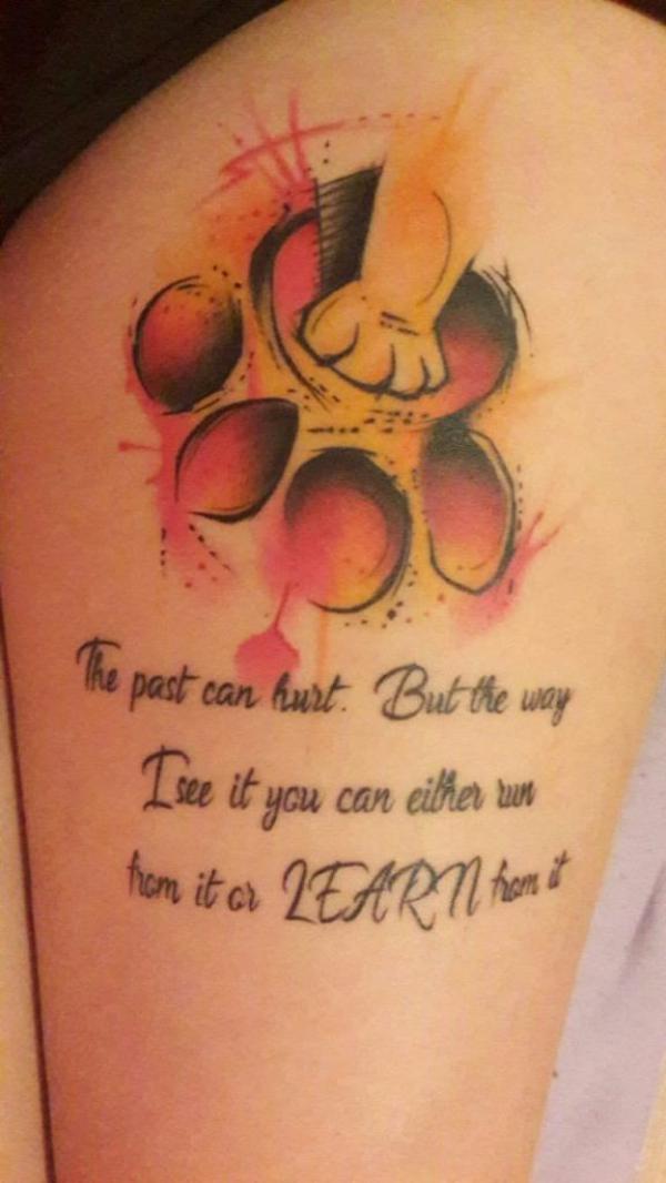 lion king paw print tattoo with quote