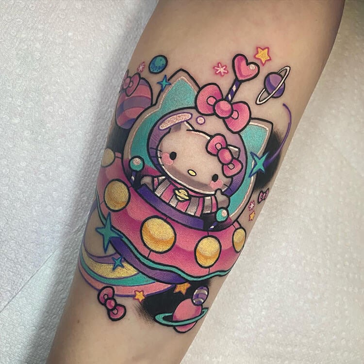 Hello Kitty In Space Tattoo