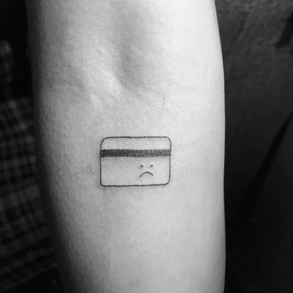 Sad Face No Money Flash Sheet Small Line Tattoo