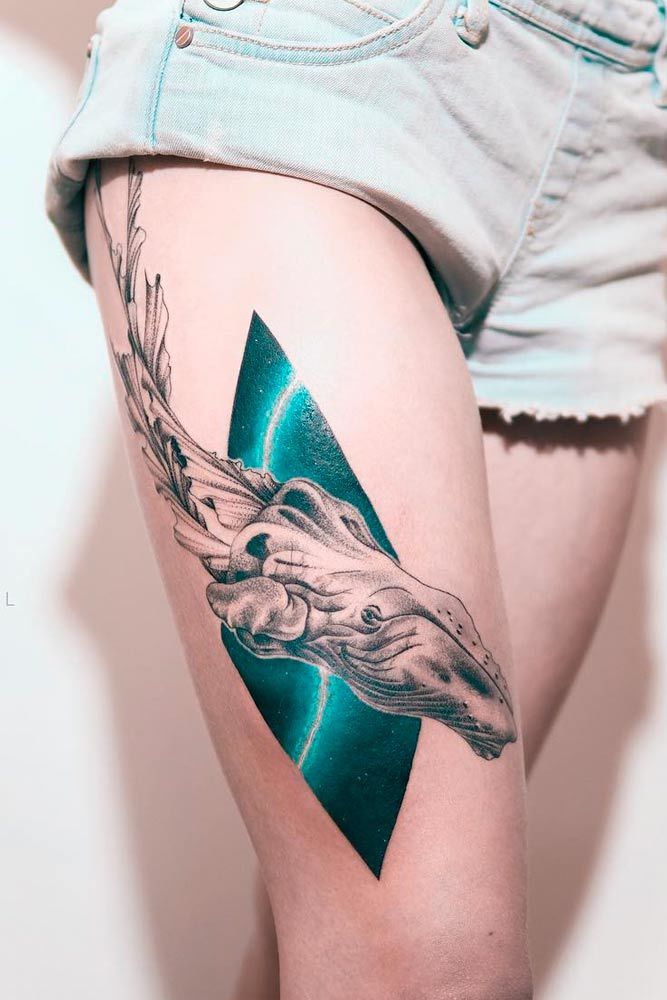 A Jellyfish Whale With Geometric Elements #whaletattoo #geometrictattoo