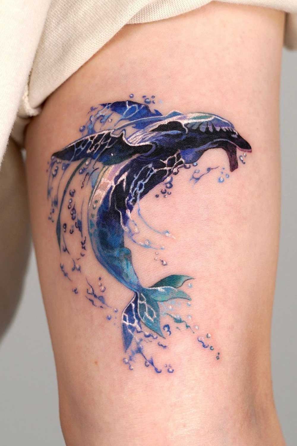 Watercolor Whale Tattoo