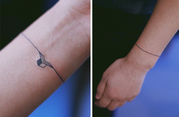 Minimal line bracelet tattoo