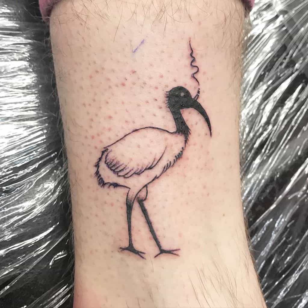 Smoking Bin Chicken Tiny Black Funny Line Tattoo