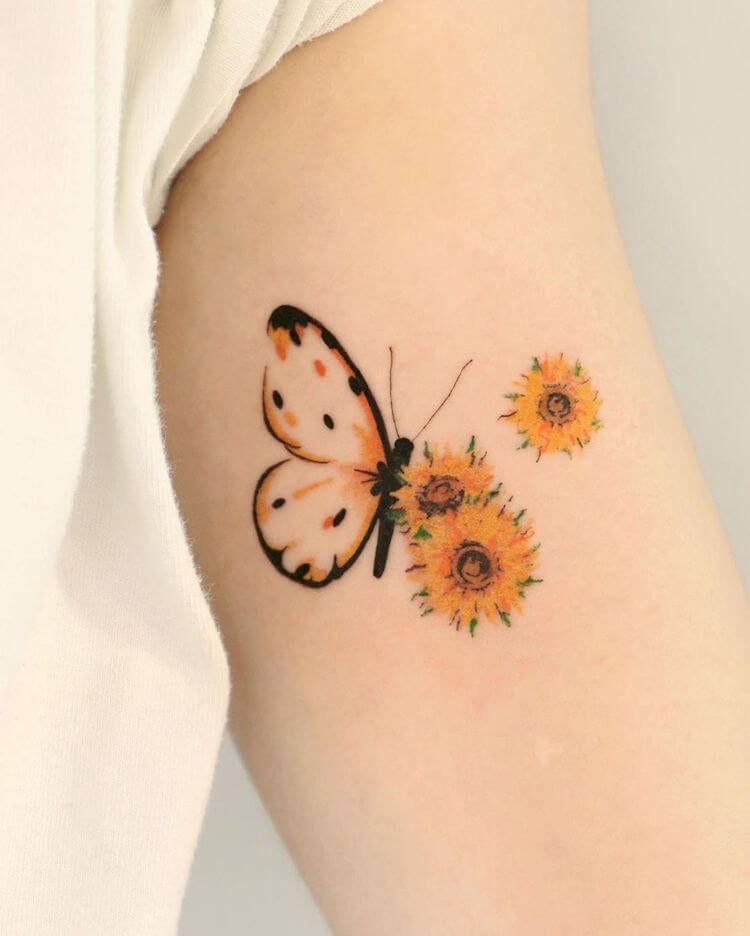 Butterfly with Sunflowers