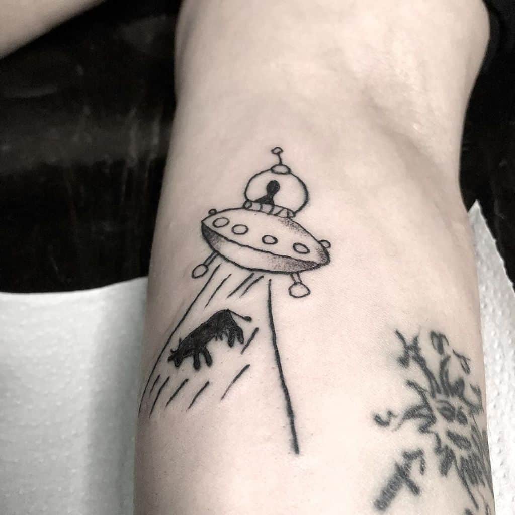 Ufo Electrapop Electric Ink Black And White Tattoo