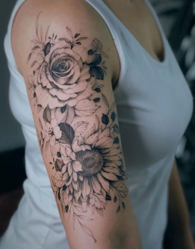 Explore 17 Enchanting Sunflower &#038; Rose Tattoo Ideas 2024 – Body Art Inspirations