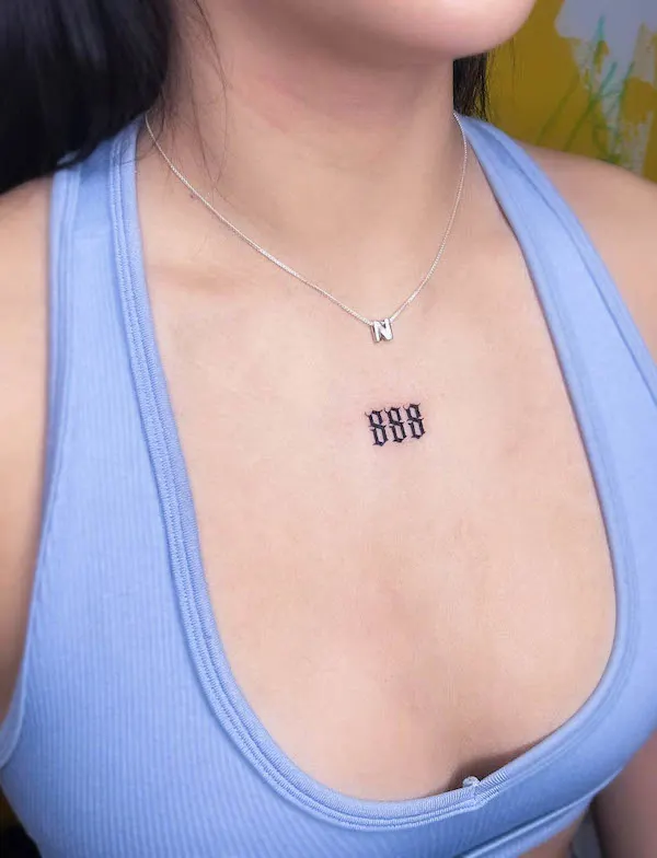 888 number tattoo by @cassluitats