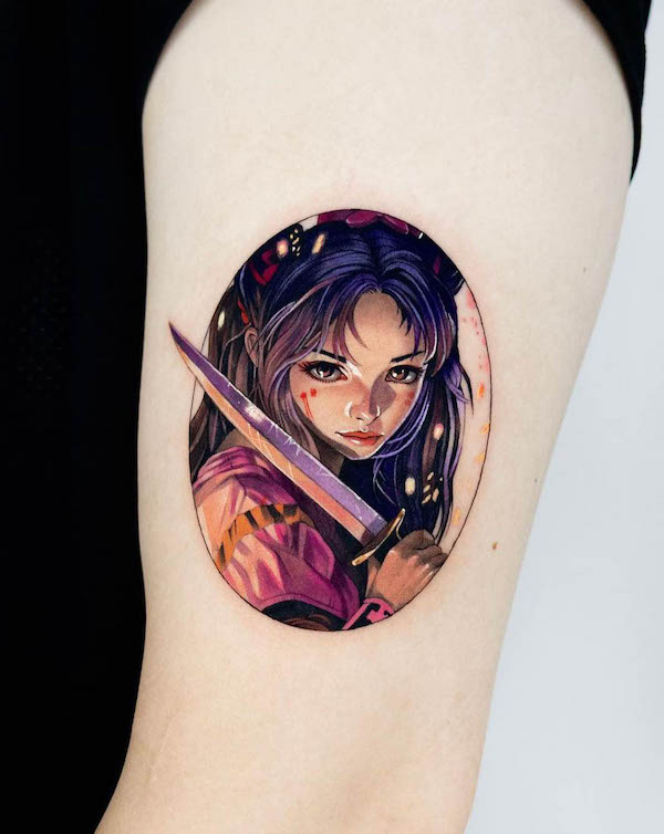 Badass anime girl tattoo by @kimlee_tattoo