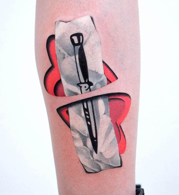 Creative dagger sticker tattoo by @skuplux