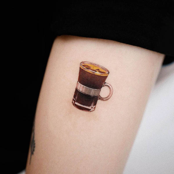 Cute realism coffee tattoo by @youngchickentattoo