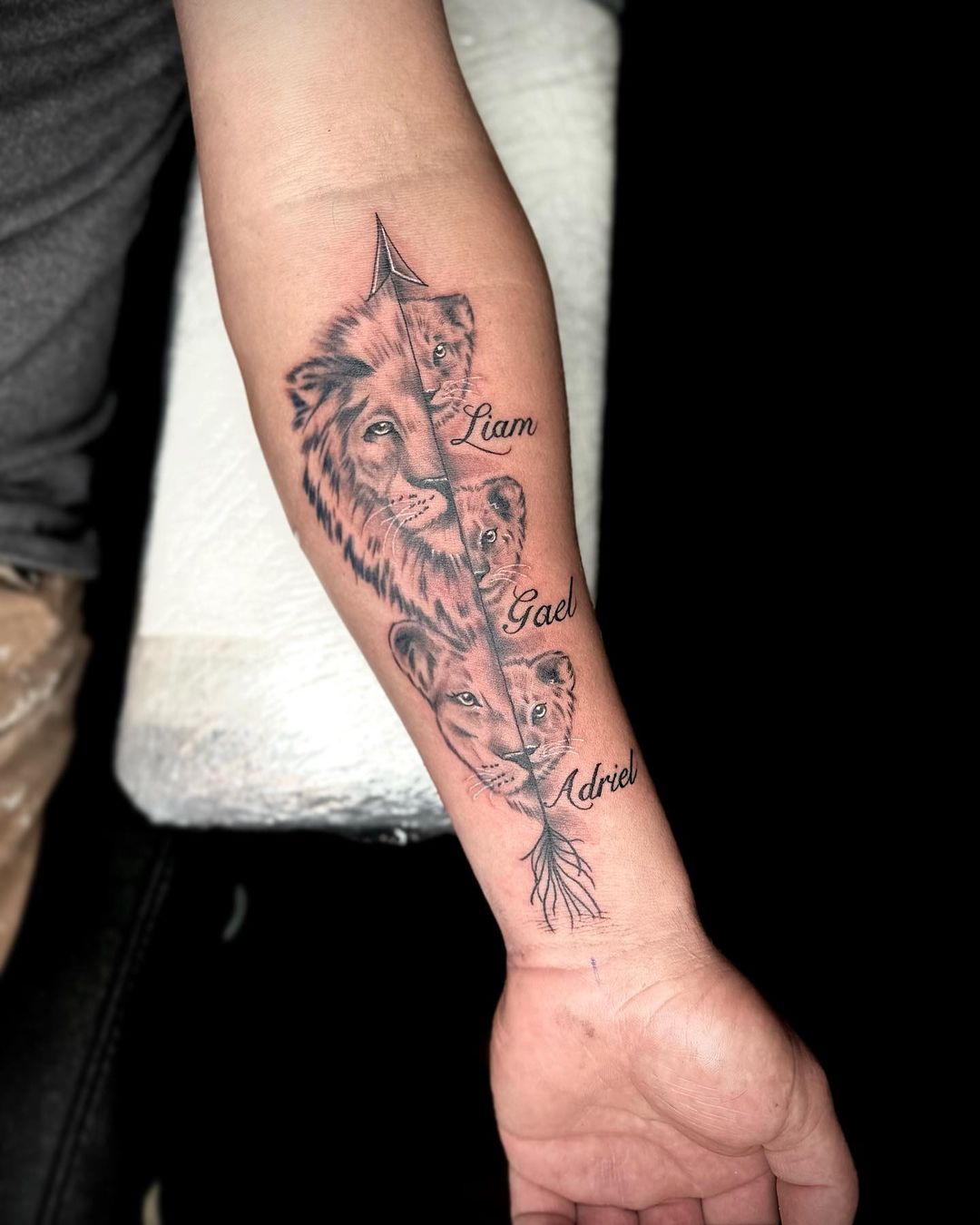 Heartfelt Lion And Cubs Forearm Tribute