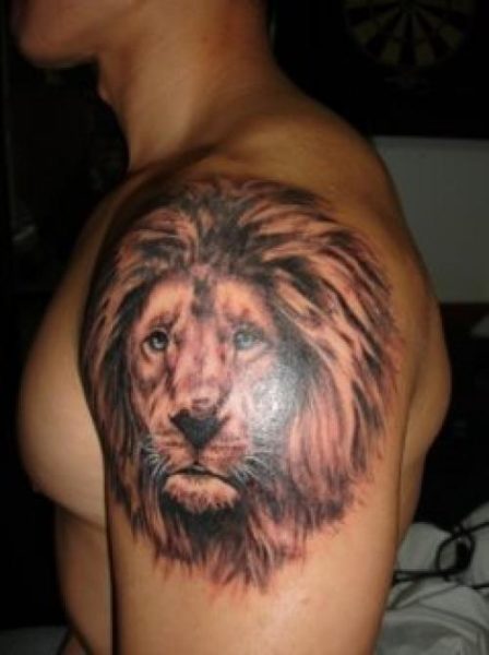 Half Sleeve Lion Head Tattoo Design for Men