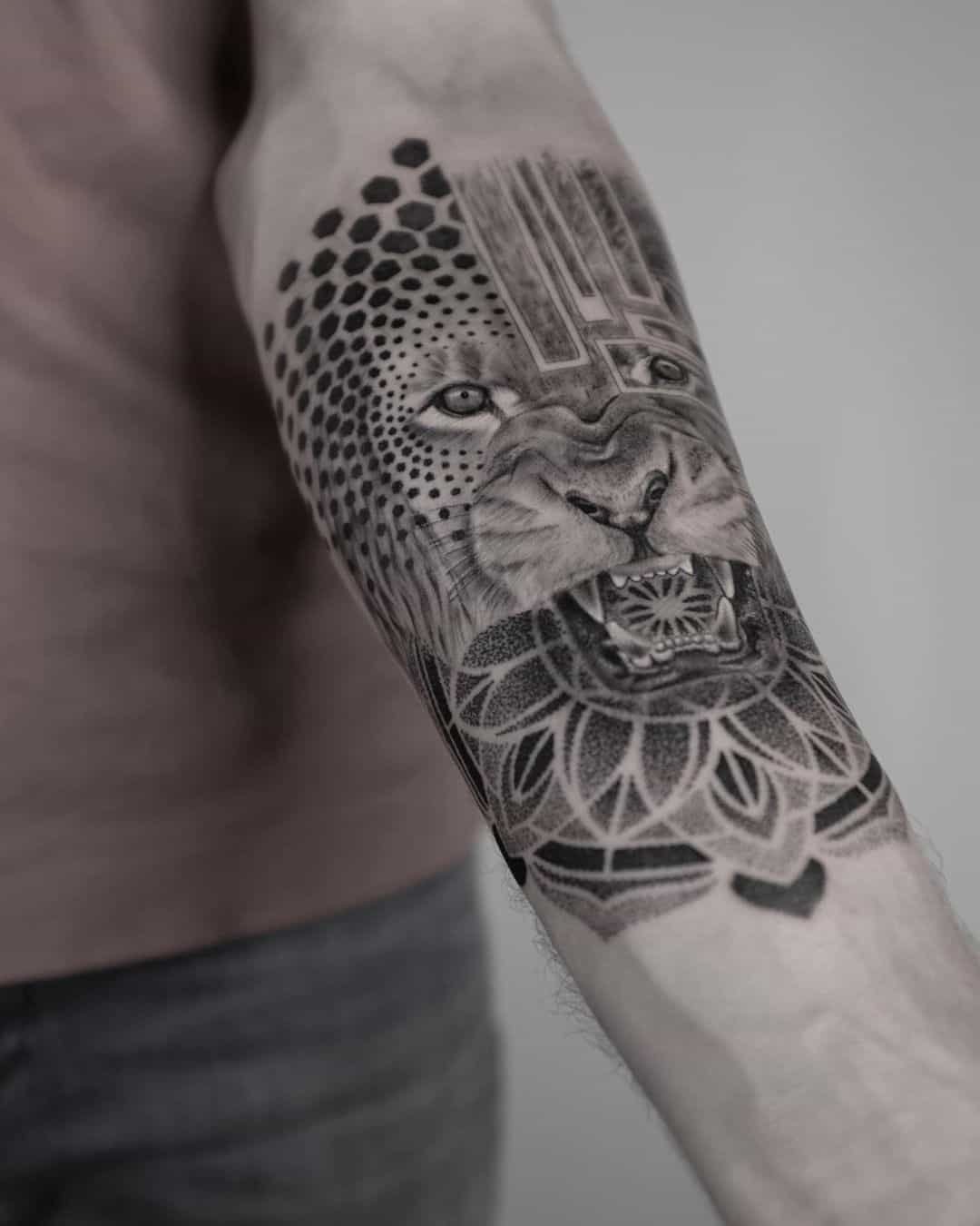 Mandala Tattoo Arm Design Lion Inspired