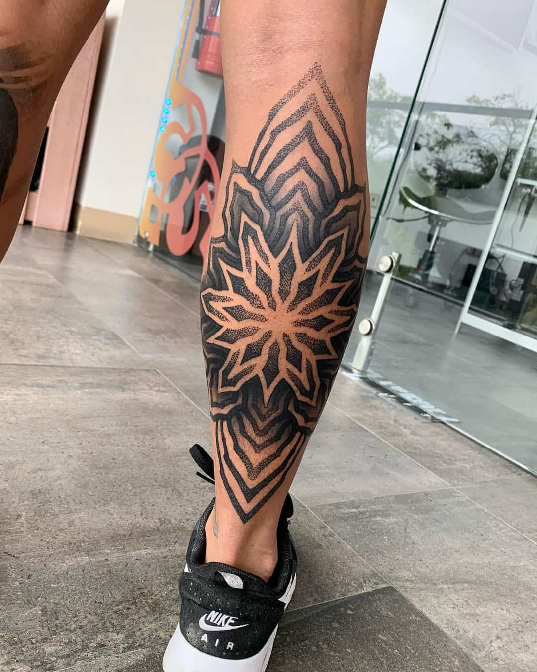 Mandala Tattoo For Men Calf Design