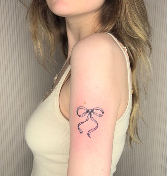 Ribbon Bow Tattoos On Arm 4