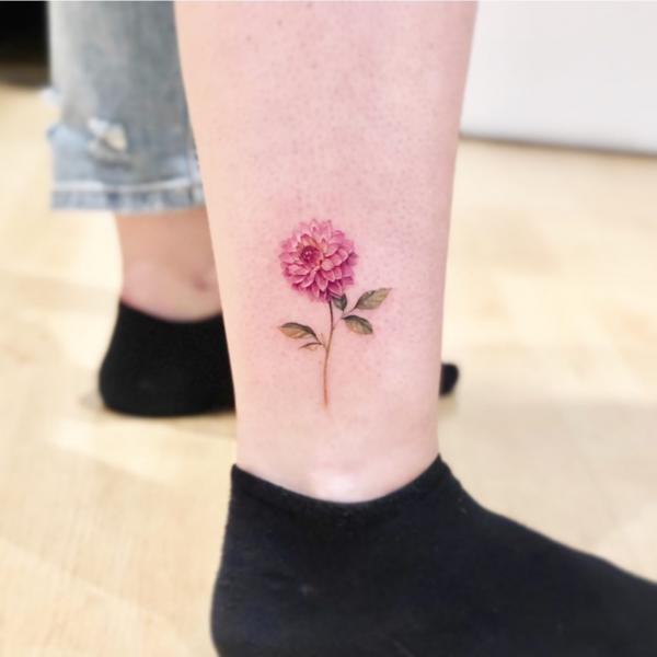 Small dahlia tattoo