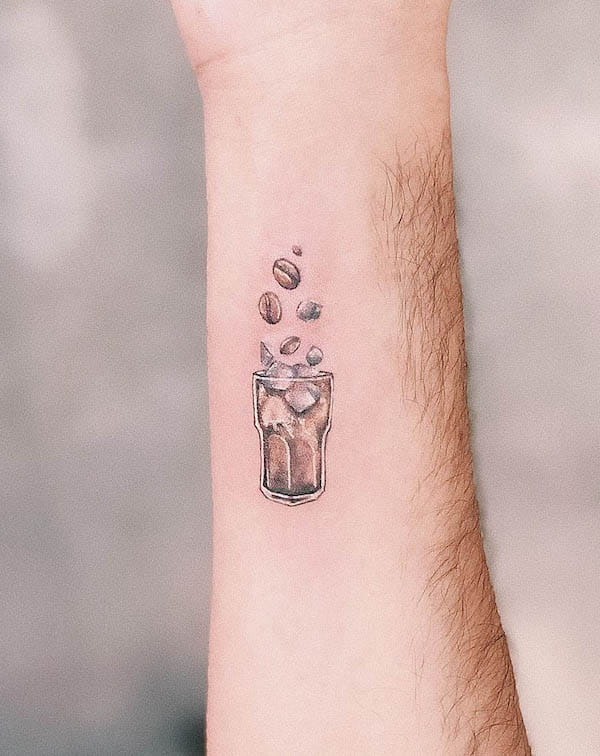 Tiny iced coffee tattoo by @la_analau