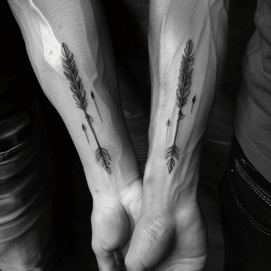 matching feather tattoos for friends