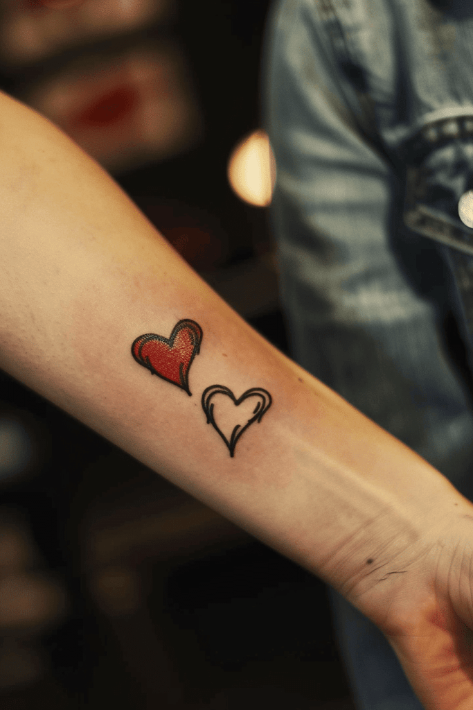 small two hearts tattoo friendship symbol