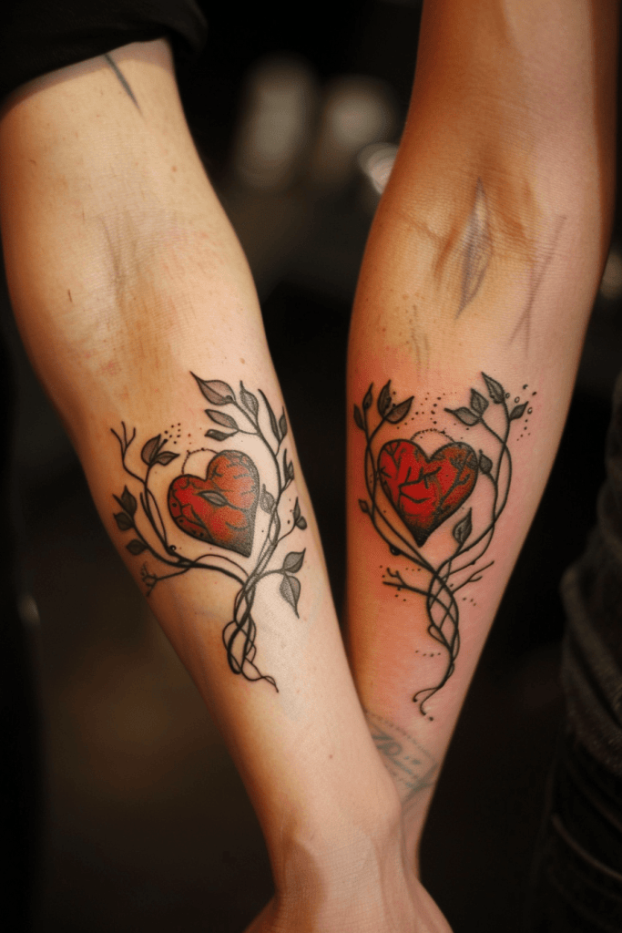 matching heart tattoos for best friends