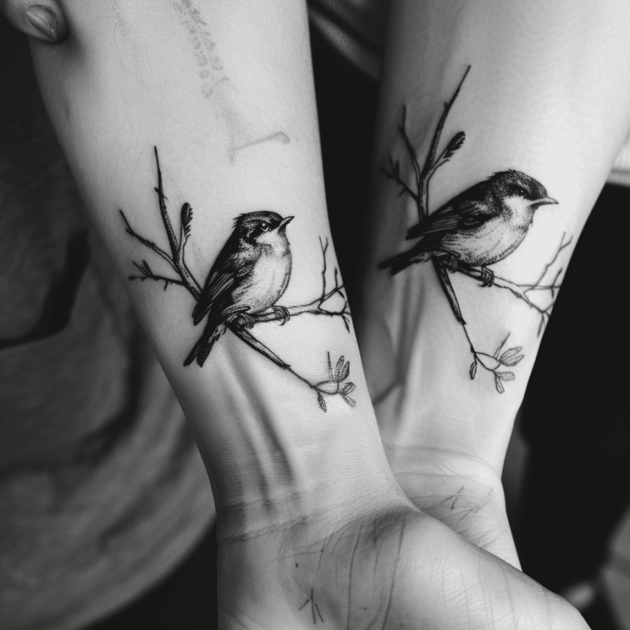 matching bird tattoos best friends tattoos