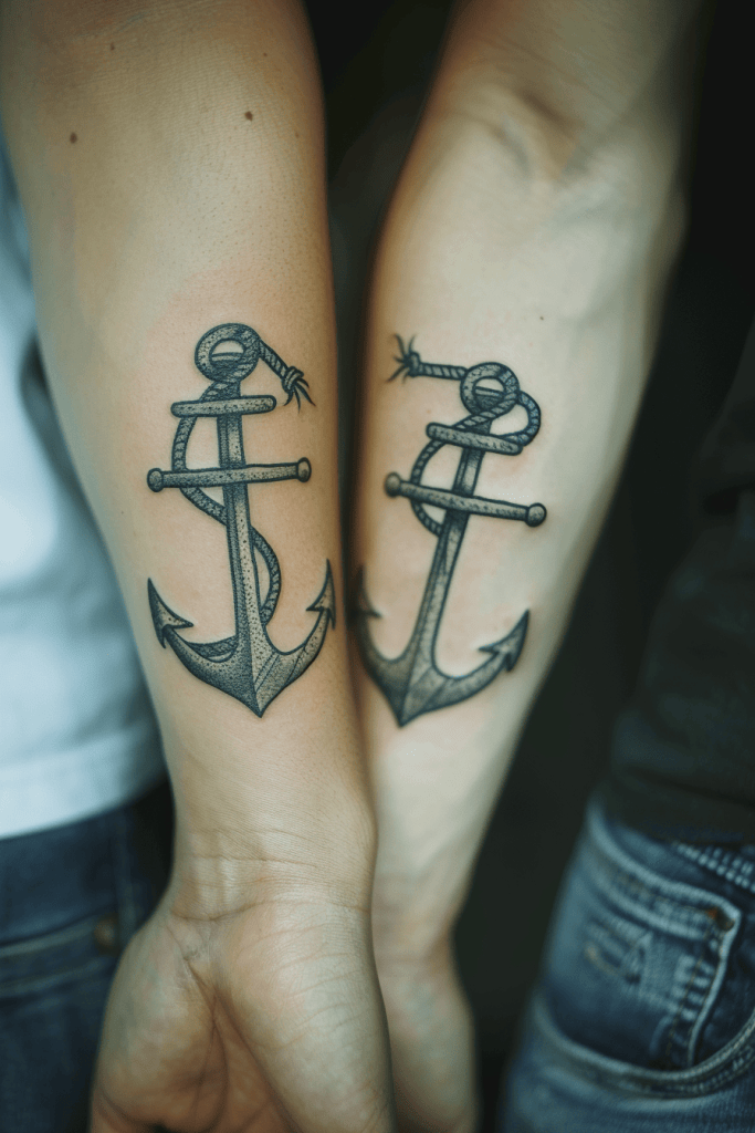 matching anchor tattoos friendship symbol