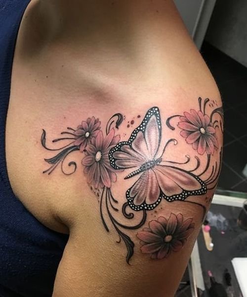 rose and butterfly tattoo