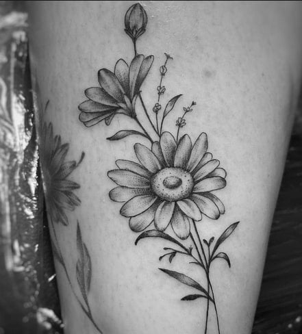 large black daisy tattoo design