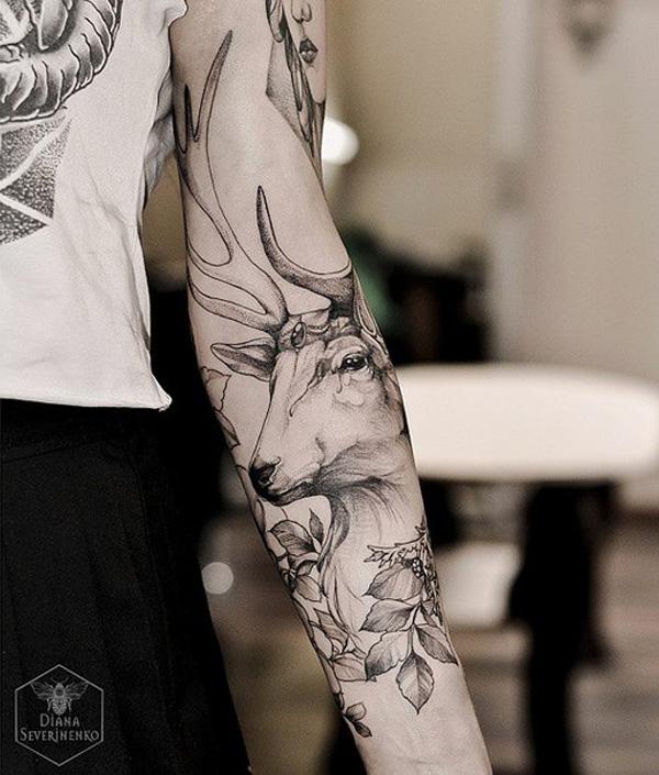 deer sleeve tattoo