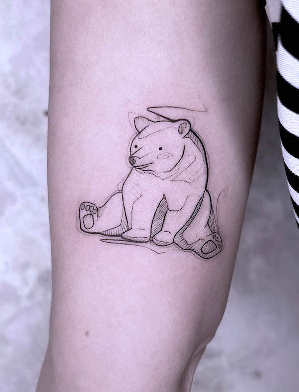 Sketch-style polar bear tattoo by @kaname.ink