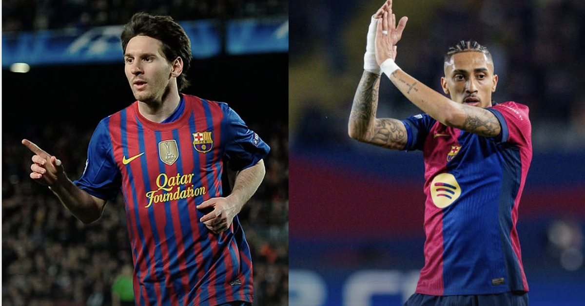 Raphinha sánh ngang kỷ lục của Lionel Messi